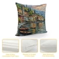 thumbnail image 4 of Italian Throw Pillow Cushion Cover, Summer Village by The with Yacht Boats Idyllic Town Panorama, Decorative Square Accent Pillow Case,Brown and White, 4 of 5