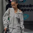 thumbnail image 4 of Sweat à Capuche Imprimé Gris Espace Planète Cassé style Américain Veste à Fermeture Éclair, 4 of 5