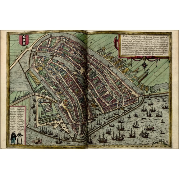 24"x36" Gallery Poster, map of amsterdam 1612