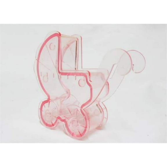 Plastic Baby Carriage Favor Box Clear Pink(12 Pieces)