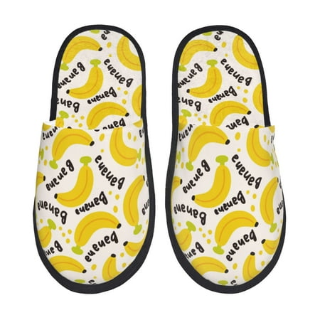 Balery Banana Fruit Slient Indoor Furry Fleece Comfort House Shoes Soft Non-Slip Home Shoes Cotton slippers House Slippers-- Large
