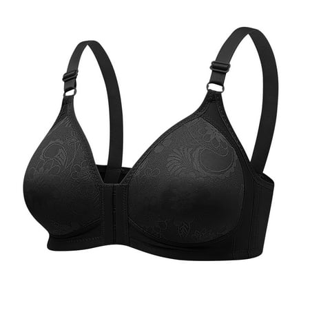 Wirefree Bras for Women Pullover Bra Feature V-Neck Demi & Balconette Bra Style W-1862 Hook and Eye Closure Athletic Bras Black XXL