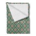 thumbnail image 2 of Mandala Soft Flannel Fleece Throw Blanket, Spring Seasonal Mosaic Vertical Floral Far Eastern, Cozy Plush for Indoor and Outdoor Use, 60" x 80", Jade Green Pale Pink, by Ambesonne, 2 of 5