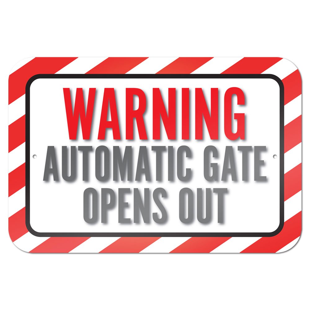Warning Automatic Gate Opens Out 9" x 6" Metal Sign