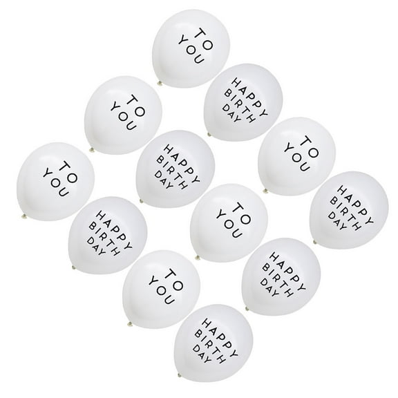Worgeous 50pcs 12 Inch Balloons Letter Printing Balloons Fashion Latex Balloons for Birthday Party Home Gathering (White Balloons Black Letter and White Balloons Black To You Letter 25Pcs/Each)