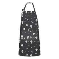 Halloween Skull and Bone Apron-Garden Aprons for Women with Pockets-Cotton Linen Waterproof Kitchen Cooking Gardening Aprons Adjustable for Kitchen,Cooking,BBQ and Salon 32"x27"