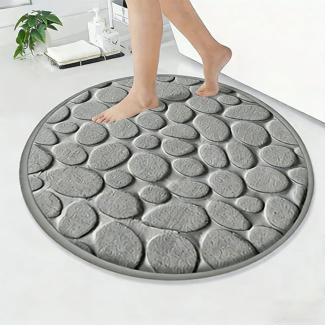 Uuiauoio 31.4in Memory Foam Bath Mat Cobblestone Bathroom Rugs Super Water Absorbent Bath Mats for Bathroom Machine Washable Bath Rugs