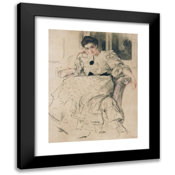Ossip Emmanuilovich Braz 12x14 Black Modern Framed Museum Art Print Titled - Portrait of the Artist's Wife (1906)
