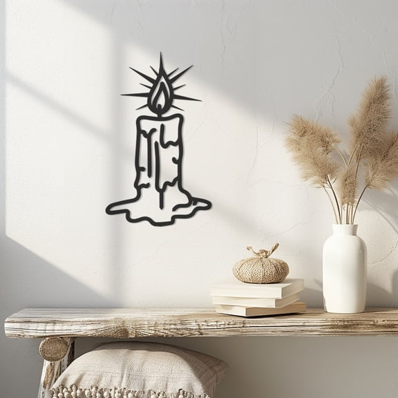 Violaura Candle Metal Wall Art - Easy to Install Hanging Perfect for Home, Living Room Decor (12.0" x 7.2")