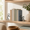 thumbnail image 4 of 2Pcs Decorative Bookend with Stick Figure, Metal Stickman Bookend, Decorative Book Support for Office School Library and Book Lover Decor, 4 of 10