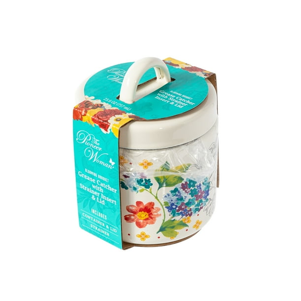 The Pioneer Woman Blooming Bouquet Enamel-on-Steel Grease Strainer