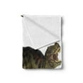 thumbnail image 2 of Dinosaur Soft Flannel Fleece Throw Blanket, Tyrannosaurus Dinosaur Illustration Prehistoric Nature Wildlife Reptilian, Cozy Plush for Indoor and Outdoor Use, 50" x 60", Army Green Black, by Ambesonne, 2 of 5