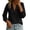 #02 Black, variant on Women's Blouson Sleeve V-Neck Blouse, Ruffle Trim Long Top, Solid Casual Shirt for Vacation Work Leisure, Army Green 2XL