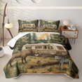 thumbnail image 2 of Catabedysis Retro Brown Camper Quilt Full,Jungle Animal Moose Full Bedspread Sets For Boys,Multicolor,3 Pieces, 2 of 7