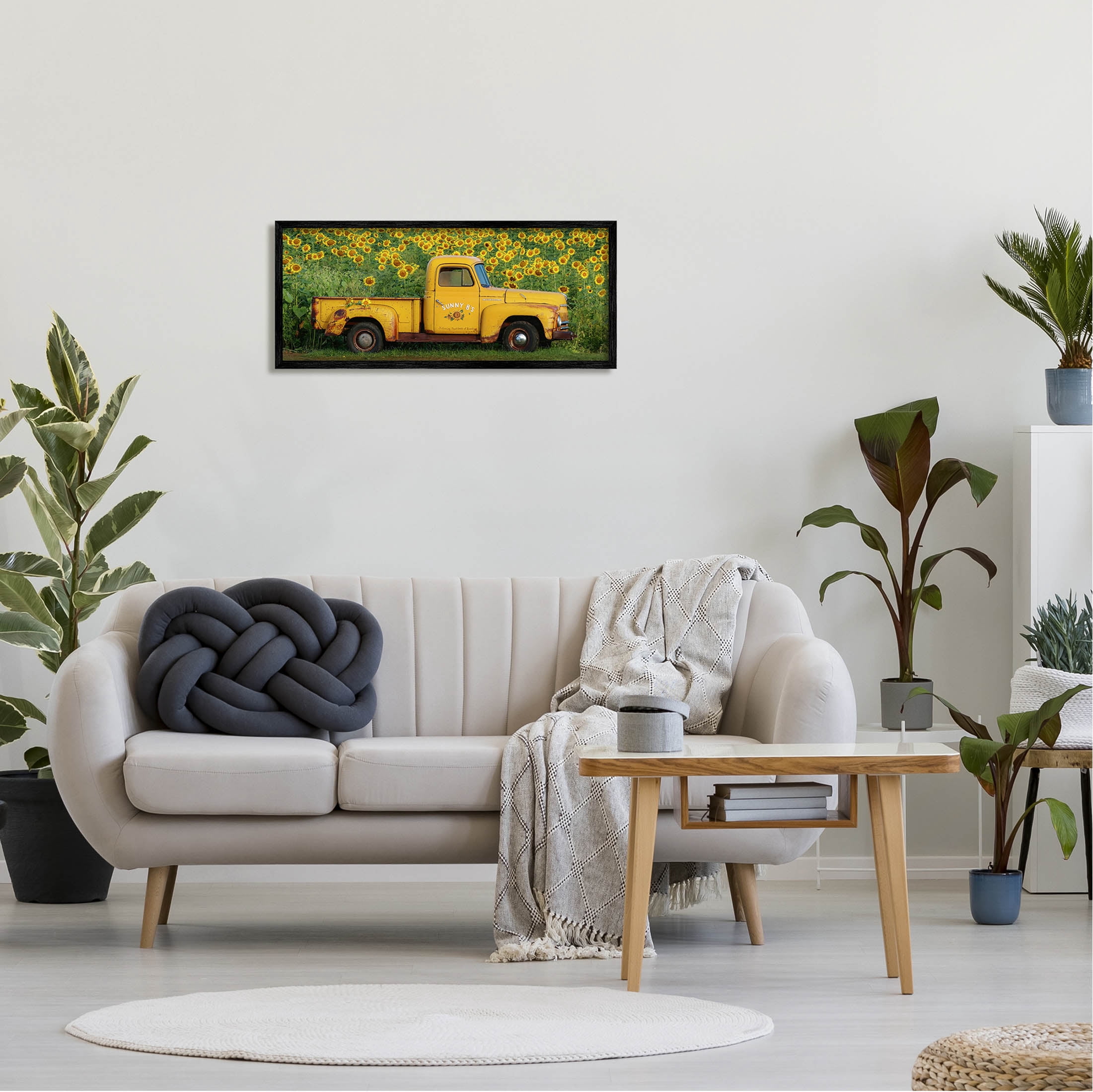 Stupell Industries Yellow Sunflower Field Truck Photograph Black Framed Art Print Wall Art, Design by Carrie Ann Grippo-Pike