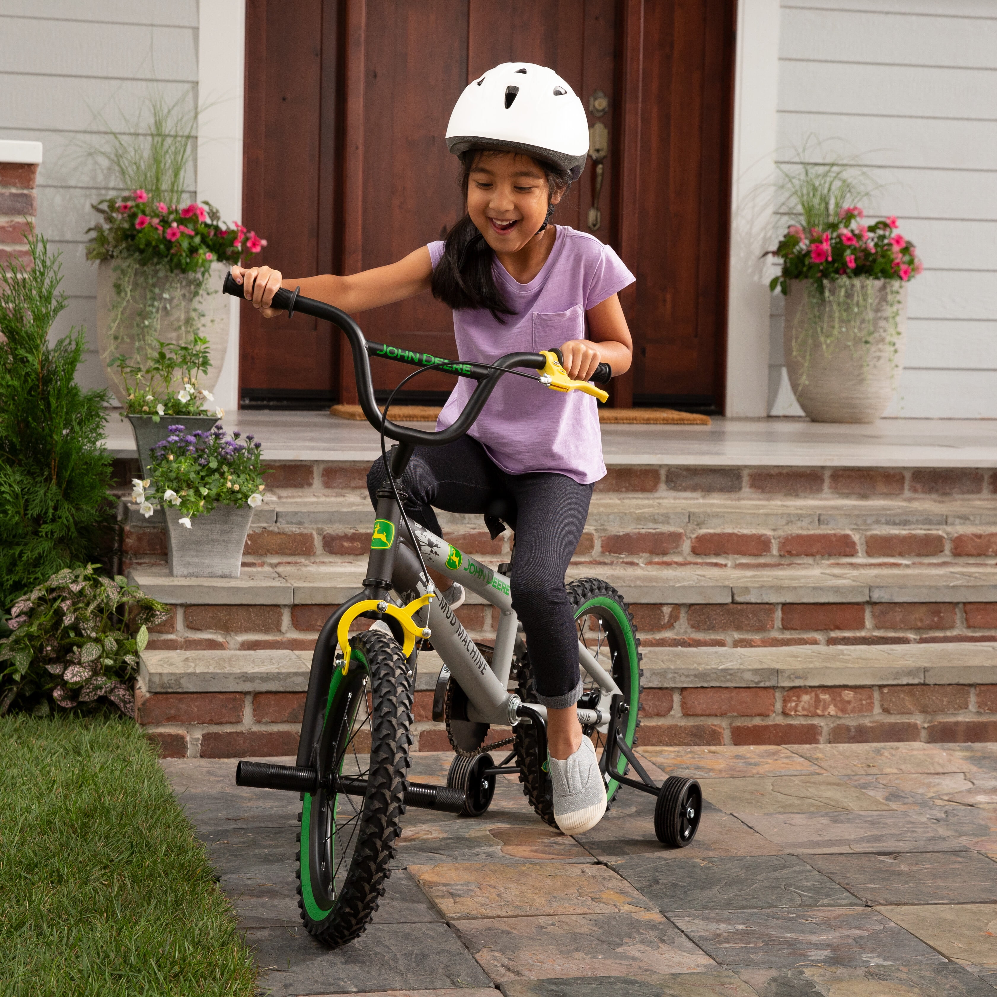 John Deere Mud Machine 16 Boy s Bike with Training Wheels Ages 4 and Up Walmart