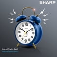 thumbnail image 4 of Reloj despertador Sharp Twin Bell Loud, color azul marino mate, funciona con pilas, 4 of 6