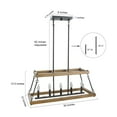 thumbnail image 3 of LNC Farmhouse 5-Light Black Rectangle Chandelier,LED Linear Wood Kitchen Island Light, 3 of 11