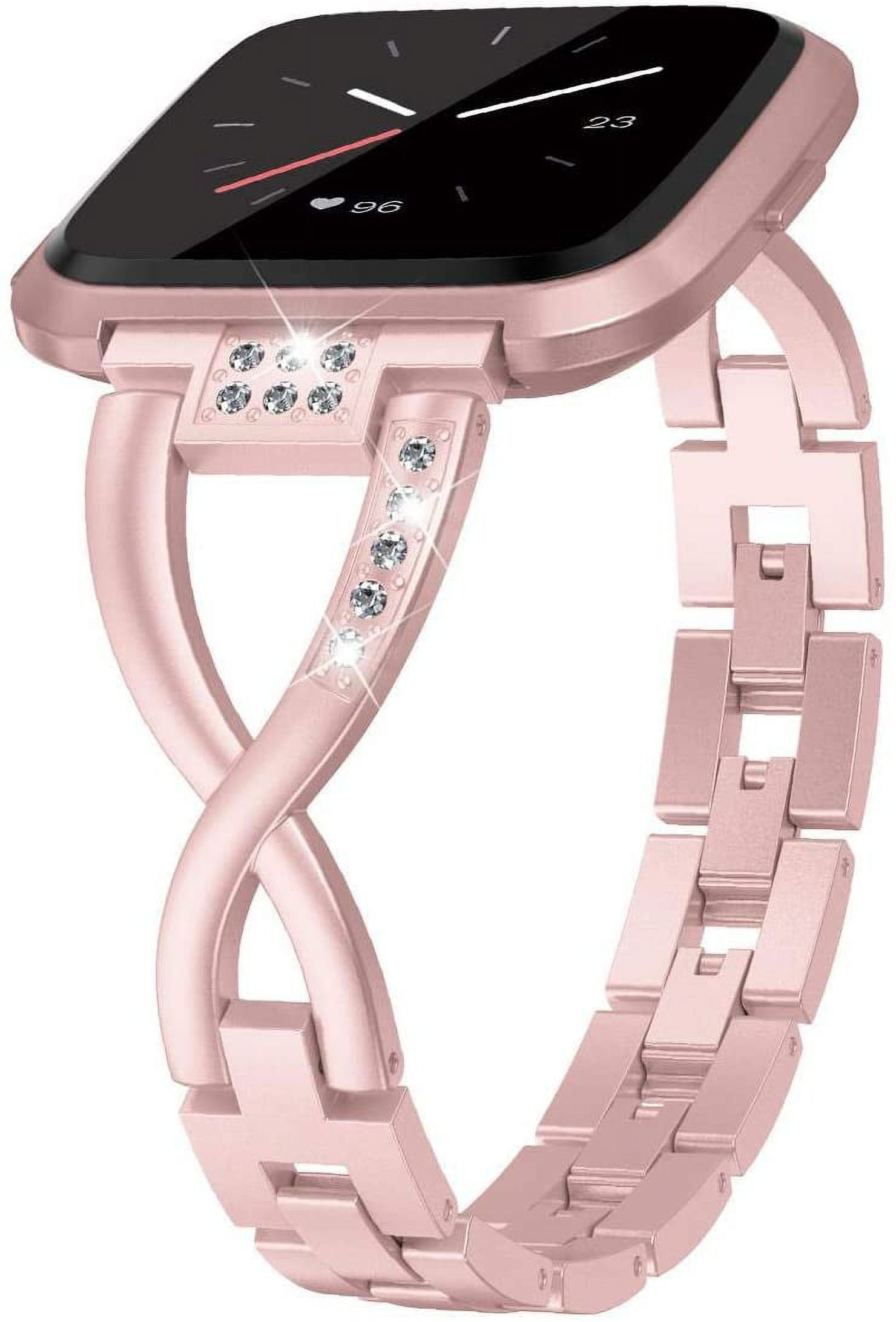 TOYOUTHS Bling Bracelet Compatible with Fitbit Versa/Versa 2 Bands for Women Stainless Steel Wristbands Replacement for Versa Lite Edition/Versa SE Accessories Dressy Metal Strap