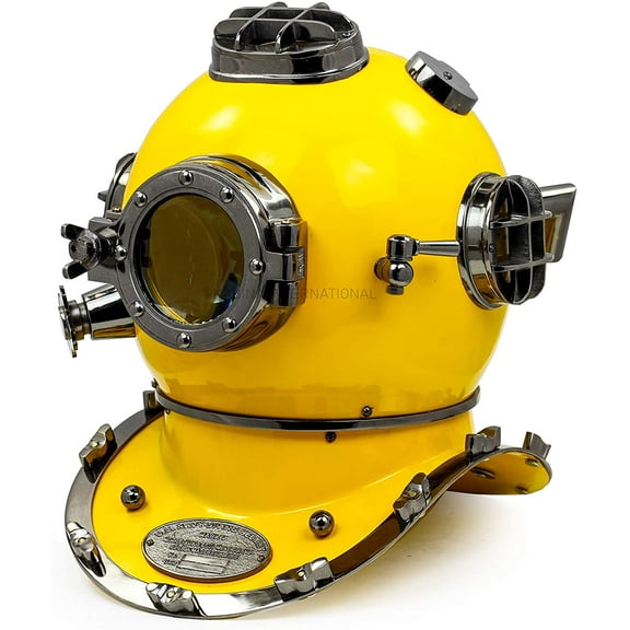 18" US Navy Scuba Diving Nautical Helmet | Maritime Ship's Decorative Yellow Cobalt Premium Snorkeling Helmets | Nagina International (18 Inches, Yellow Cobalt)