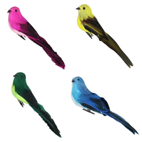 1 Set Birds Figurines with Clamp Birds Model Photo Props Garden Tree Decor 4PCS
