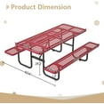 thumbnail image 4 of 72" W Metal Picnic Tables for Outdoor, Commercial Rectangular Steel Picnic Tables with Umbrella Hole of Up to 1-1/2" Diameter, Red, 4 of 9