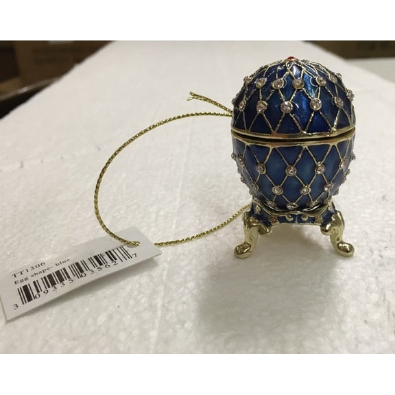 Hidden Treasures Egg Shape Blue Trinket Box TT1306