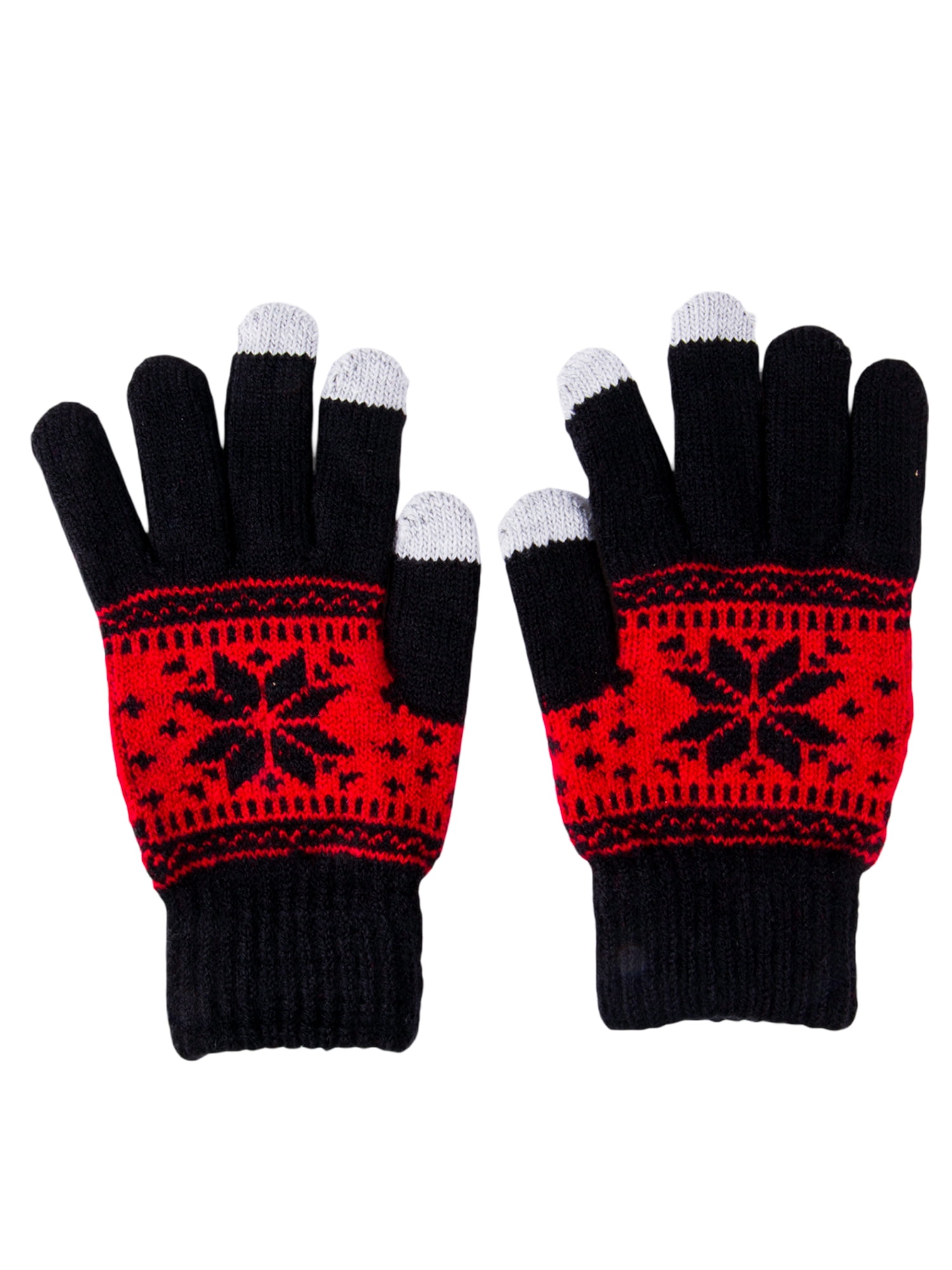 UK Womens Ladies Snowflake Knitted Thermal Touch Screen Gloves Winter Warm Gift 