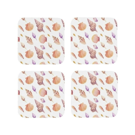 

Leather Coasters with Heat-resistant for Drinks Conch Shell No.J911 Cup Coasters Cup Pad Mat for Tabletop Protection Coffee Table Office Desk and Housewarming Gift