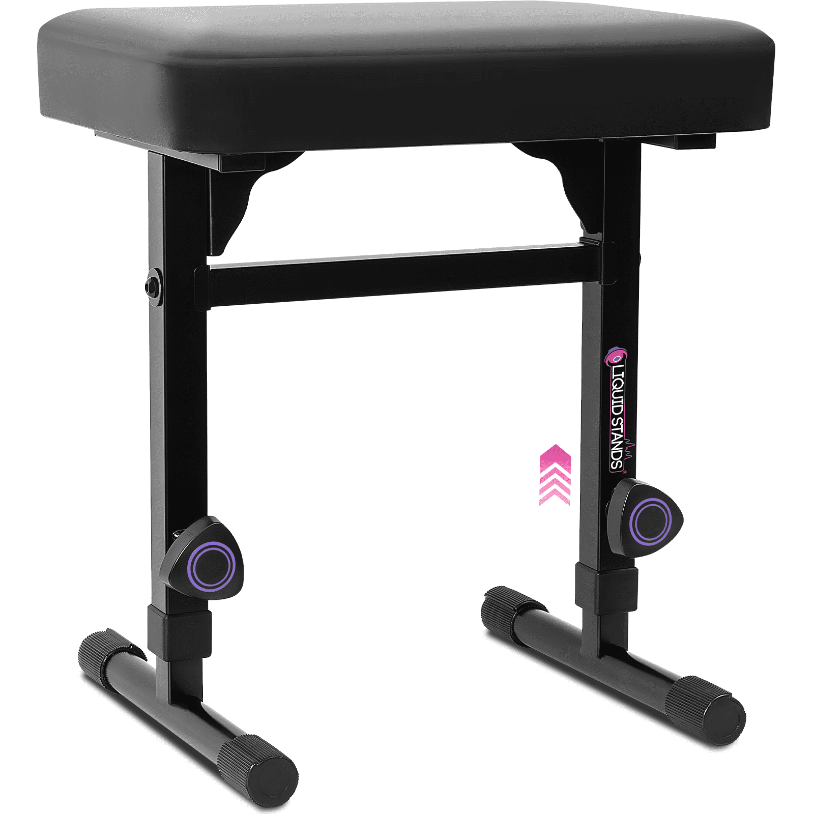 Restored Liquid Stands Piano Bench Adjustable Stool – Music Keyboard Bench Seat for Piano Keyboard Stand with Black Padded Cushion for Musicians Piano Stool Chair (PU Leather) (Refurbished)
