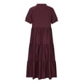 thumbnail image 4 of Robes Maxi d'Été pour Femmes 2023 Décontracté Décontracté Robe à Col Rond Manches Courtes Col Rabattu Femmes Uni Robe pour Femme Longues Robes Robe à Manches Courtes en Liquidation, 4 of 8