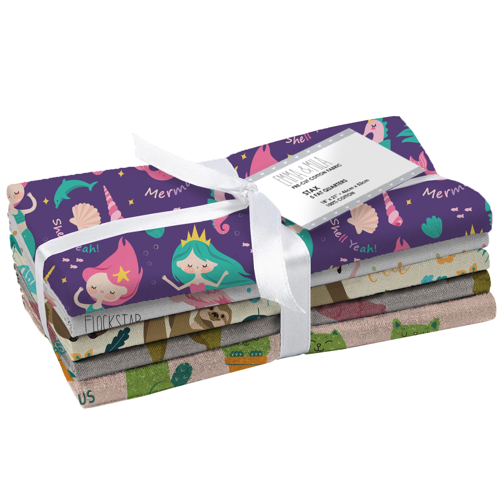 Eugene Textiles Premium Bundle Very Punny 100% Cotton 18' x 21' , Fat Quarter Bundle 5 pieces Multi - color