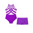 thumbnail image 3 of TSSOE Kids Girls Gymnastics Ballet Dance Leotard Rhinestones Sleeveless Unitard Bodysuit with Shorts Purple 14, 3 of 7