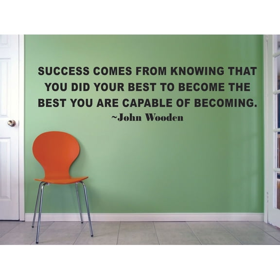 John Wooden Quotes Success Basketball Sports Motivation Inspiration Quote Wall Decal Vinyl Art Sticker Design for Boys/Girls Room Home Court Bedroom Decor Wall Art Mural Decoration Size (20x40 inch)
