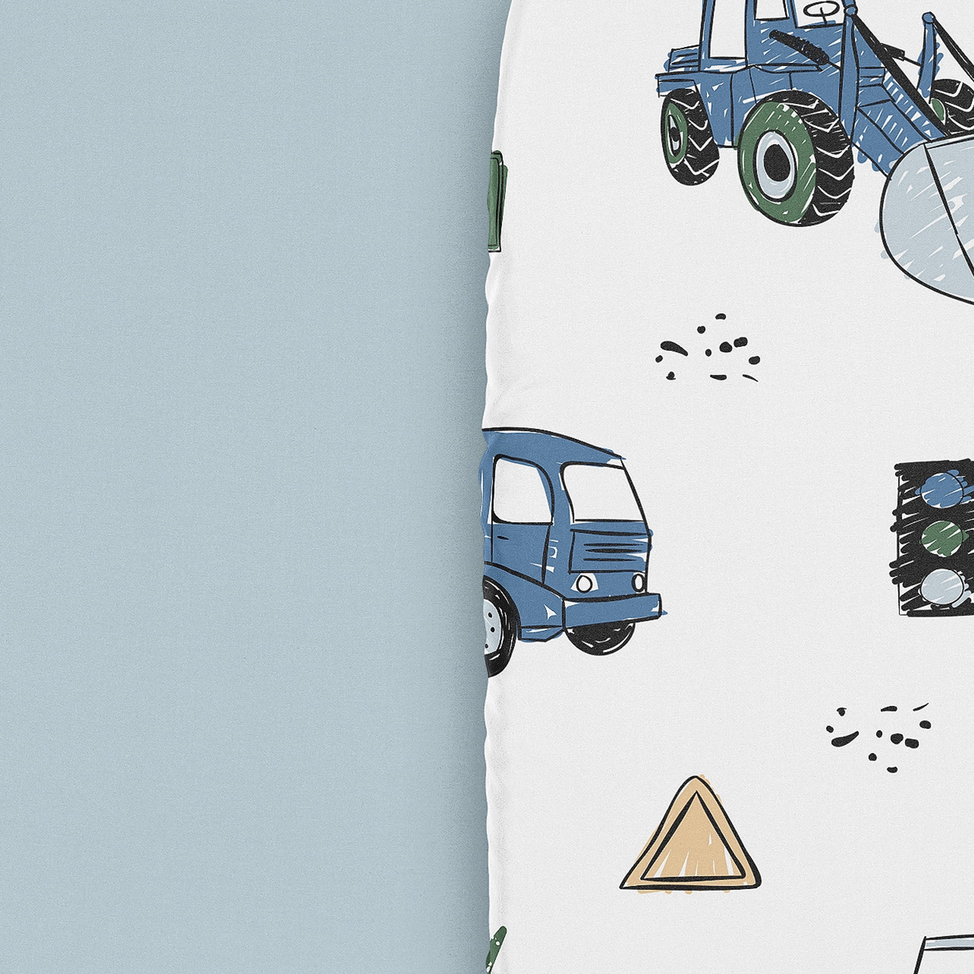 Sweet Jojo Designs Construction Truck Green Blue and Grey Baby Bassinet Fitted Sheets 2 Piece Set