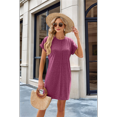 thumbnail image 7 of Womens Summer T Shirt Dress Casual Cap Sleeve Crewneck Loose Shift Mini Dresses Claret S, 7 of 7