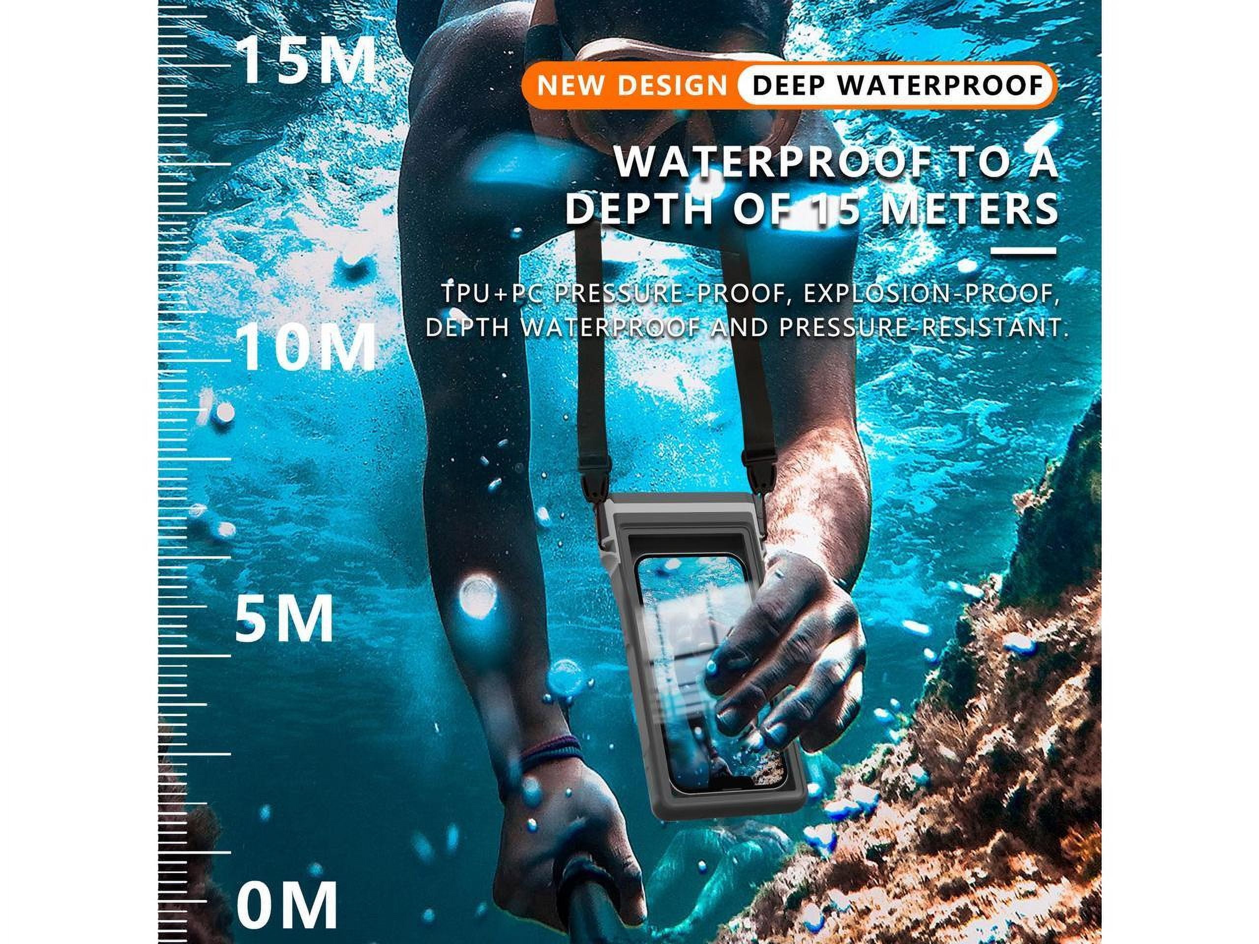Waterproof Phone Pouch Case with Waterproof Bluetooth Remote Shutter, Underwater Dry Bag for Phone Protector for iPhone 15 14 13 12 11 Pro Max Galaxy S24 S23 S22 Ultra Pixel to 7" for Beach Cruise