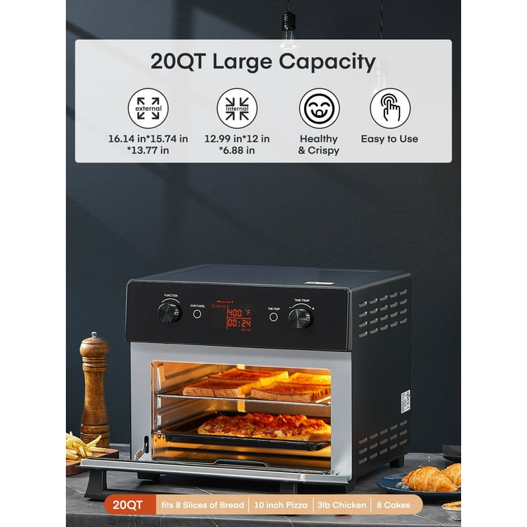 ECOWELL Air Fryer Toaster Oven Combo, 15-in-1 Airfryer Toaster Ovens  Countertop, 26.4 QT Stainless Steel Air Fryers Convection Oven, for 360°  Even 