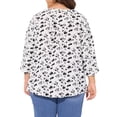 thumbnail image 3 of Blusa de gasa de mujer plus size Agnes Orinda, con cuello en V, manga 3/4, estilo casual de verano, talla 3X, color blanco, 3 of 5
