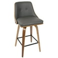 thumbnail image 7 of Lumisource Gianna 26" Mid-Century Modern Counter Stool in Walnut with Grey Faux Leather (B26-GNN WL+GY), 7 of 7