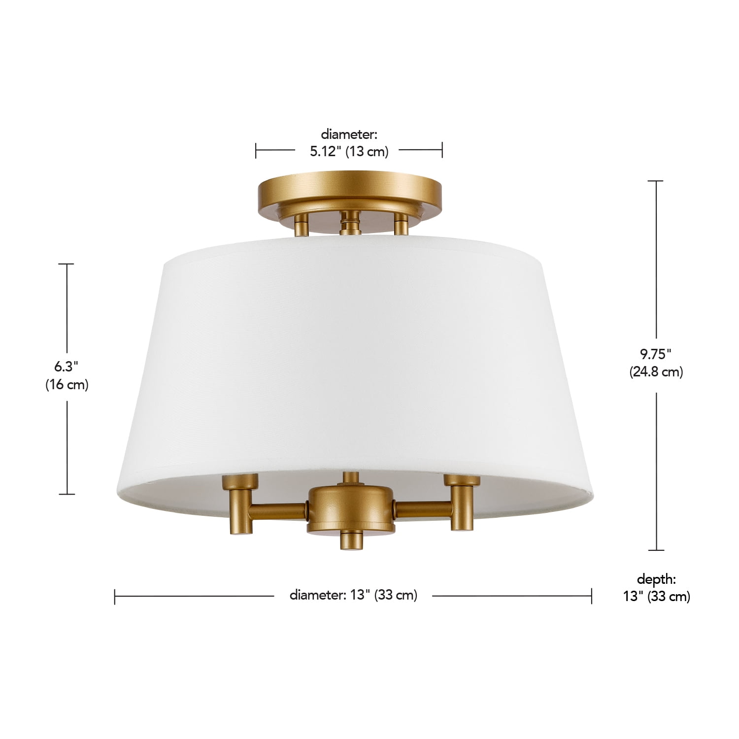 Better Homes & Gardens 2-Light Flush Mount Burnished Brass with Bulb