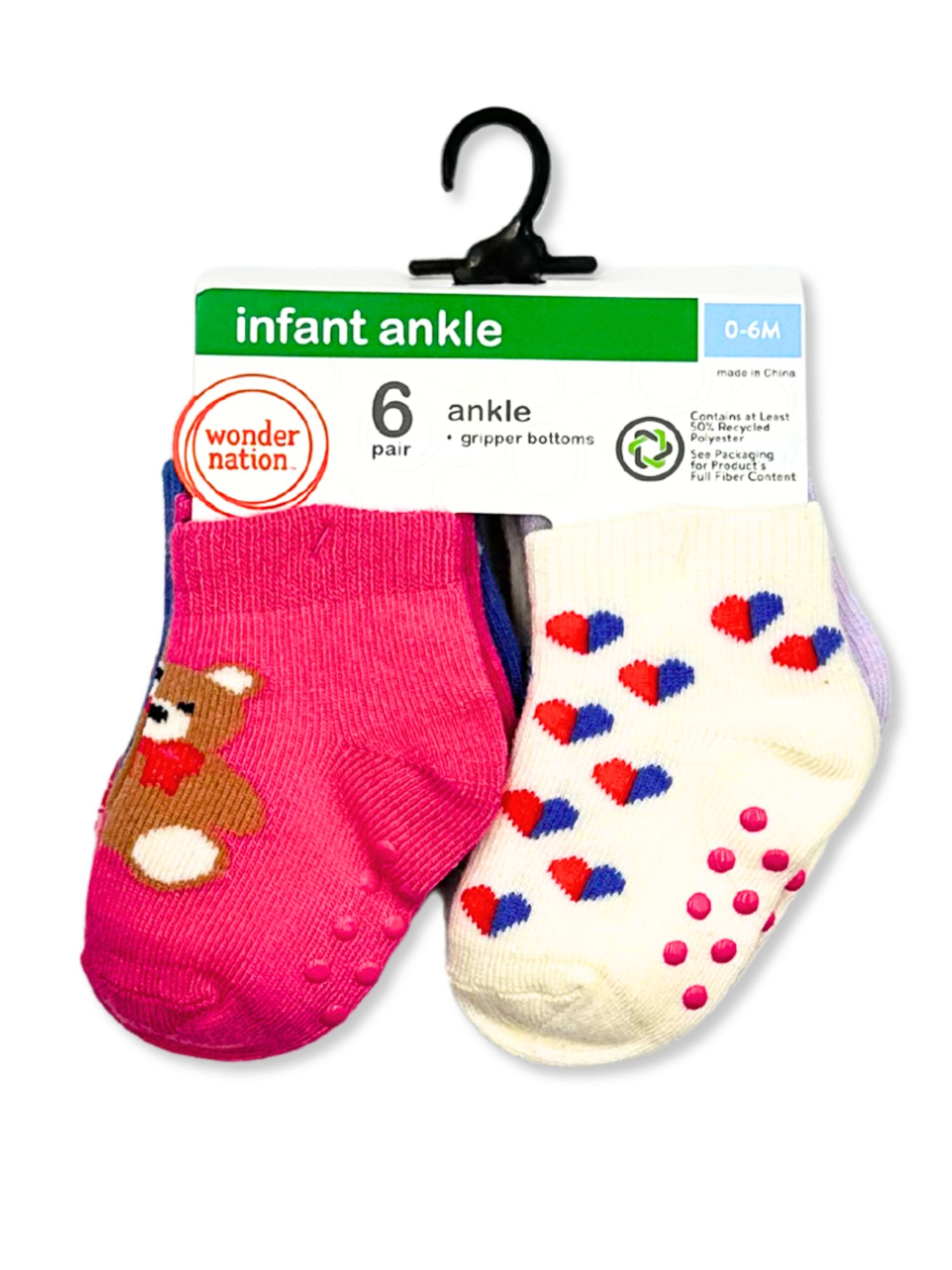 Wonder Nation Baby and Toddler Ankle Socks, 6-Pack, Sizes 0M-18M