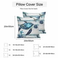 thumbnail image 3 of Waterproof Throw Pillow Covers Set of 2, 26x26 Inch Teal Blue Coastal Decorative Pillowcases Outdoor Pillow Slip Cushion Covers Set for Couch Tent Retro Stripe Botanical Beach Turtle, 3 of 7