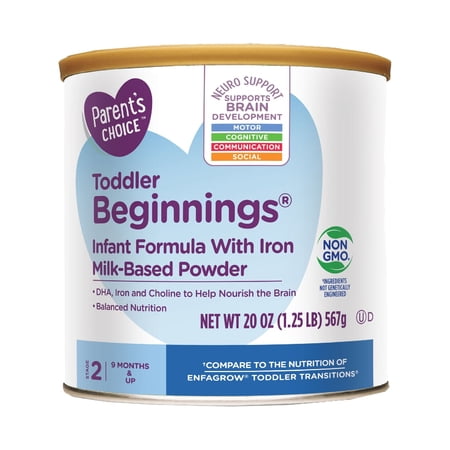 Parent's Choice Toddler Beginnings Non-GMO Baby Formula Powder, 20 oz Canister