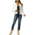 thumbnail image 2 of Abrigo Corto de Piel Sintética para Mujeres Moda Invierno Chaqueta Abierta Solapa Notch Manga Larga Abrigo Esponjoso L Blanco, 2 of 7