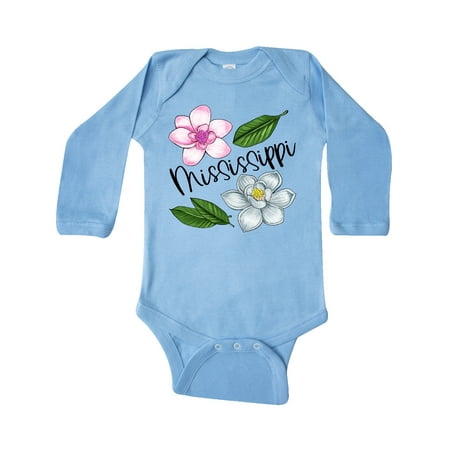 

Inktastic Mississippi Magnolia Flowers and Leaves Gift Baby Boy or Baby Girl Long Sleeve Bodysuit