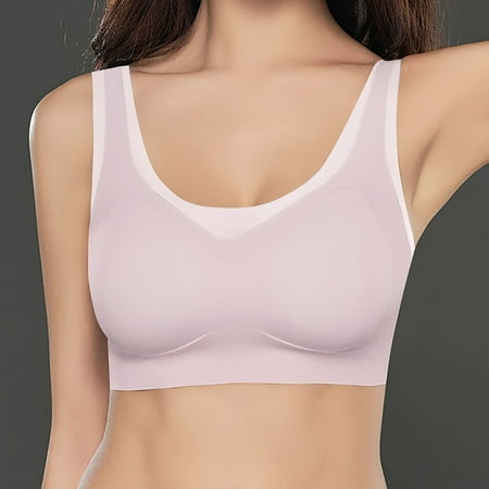 Cavosen Padded Bras for Women Wireless Ice Silk Seamless Everyday Bras No Wire Push up Beautiful Back Solid Bralette Oversized Thin Padded Fixed Cup Breathable Comfortable Underwear