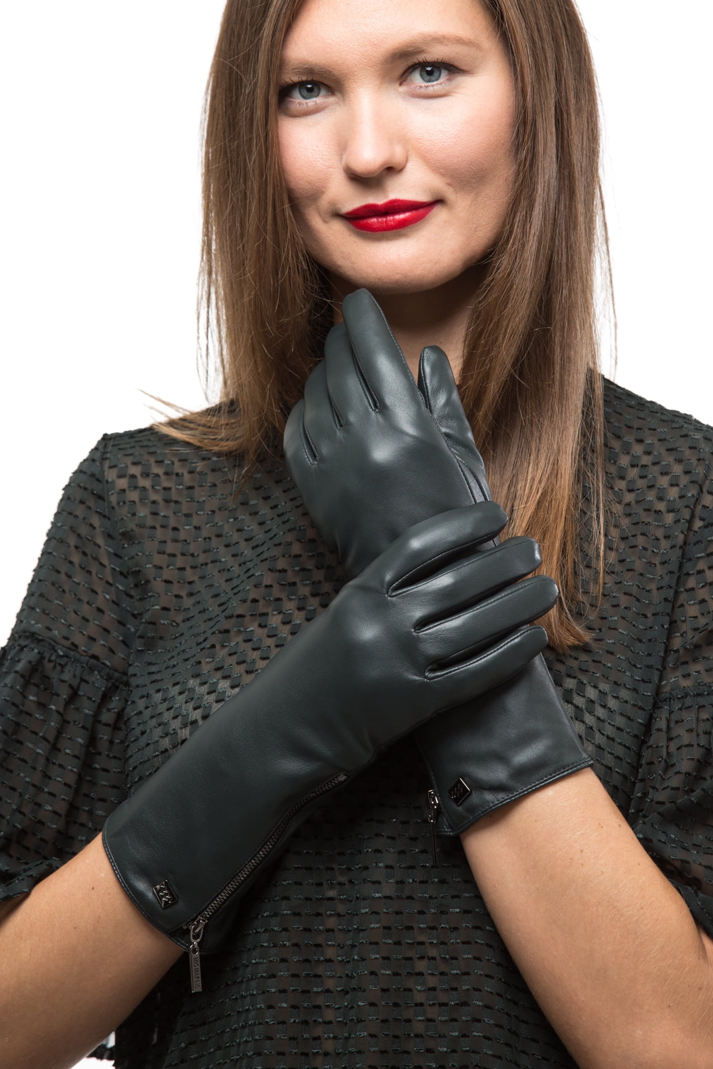 Long Sleeve Leather Zipper Gloves For Women, Touchscreen Cold Weather