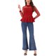 thumbnail image 2 of Blusa de malla transparente para mujer INSPIRE CHIC con cuello de solapa, abertura en forma de llave y peplum con volantes XL roja, 2 of 6
