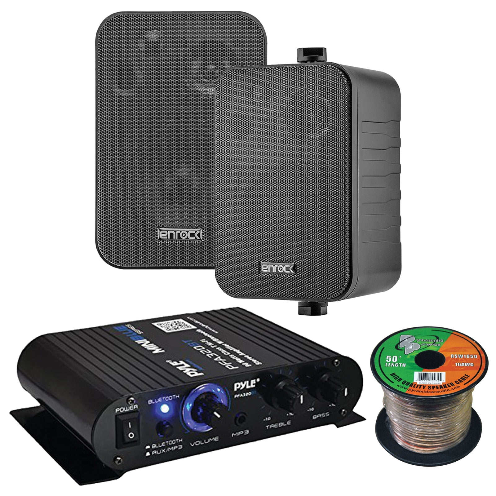 Pyle PFA330BT 2Channel 90 Watt Max Power Bluetooth AUX Compact Class T